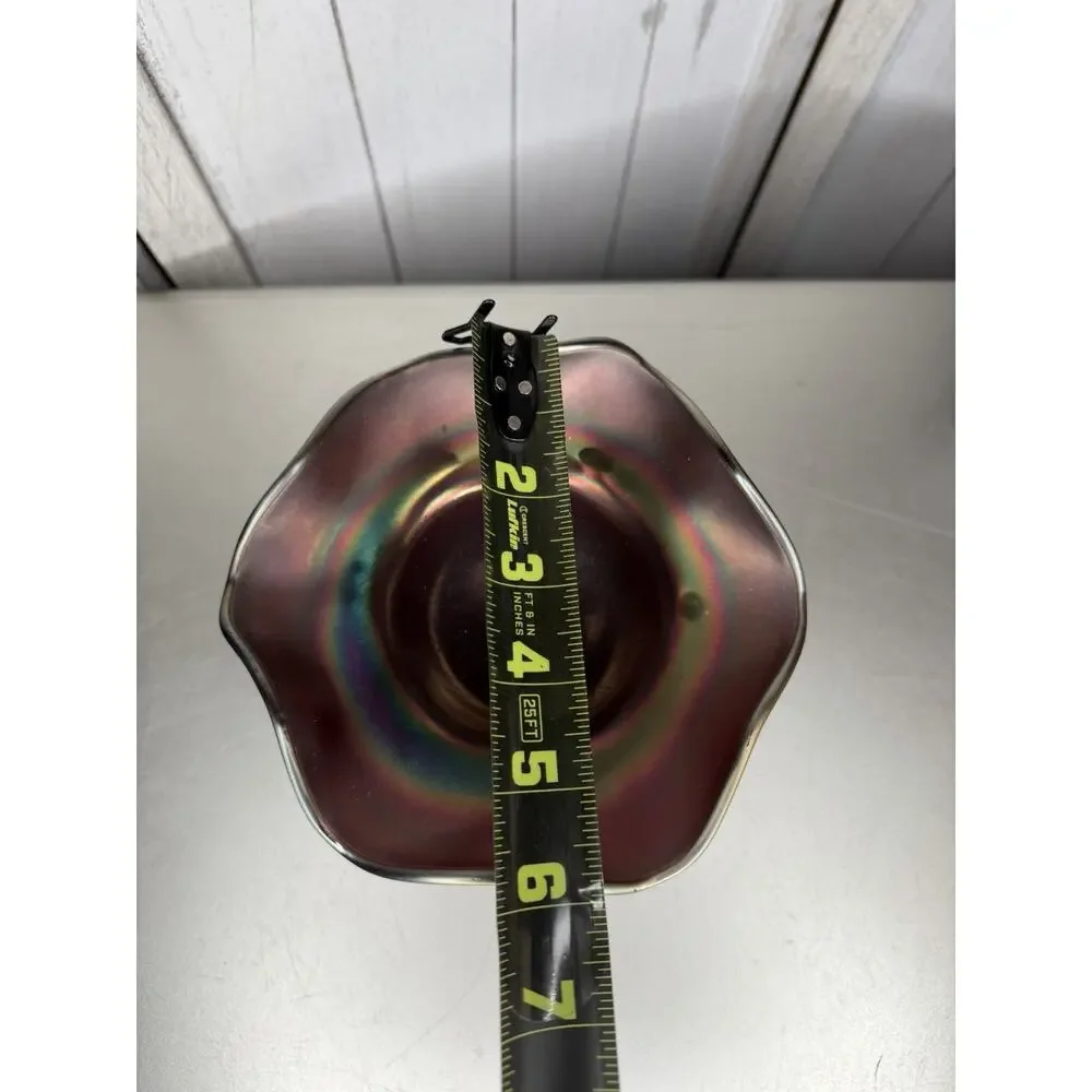 VTG Northwood Rainbow Deep Amethyst Carnival Glass Compote Candy Dish